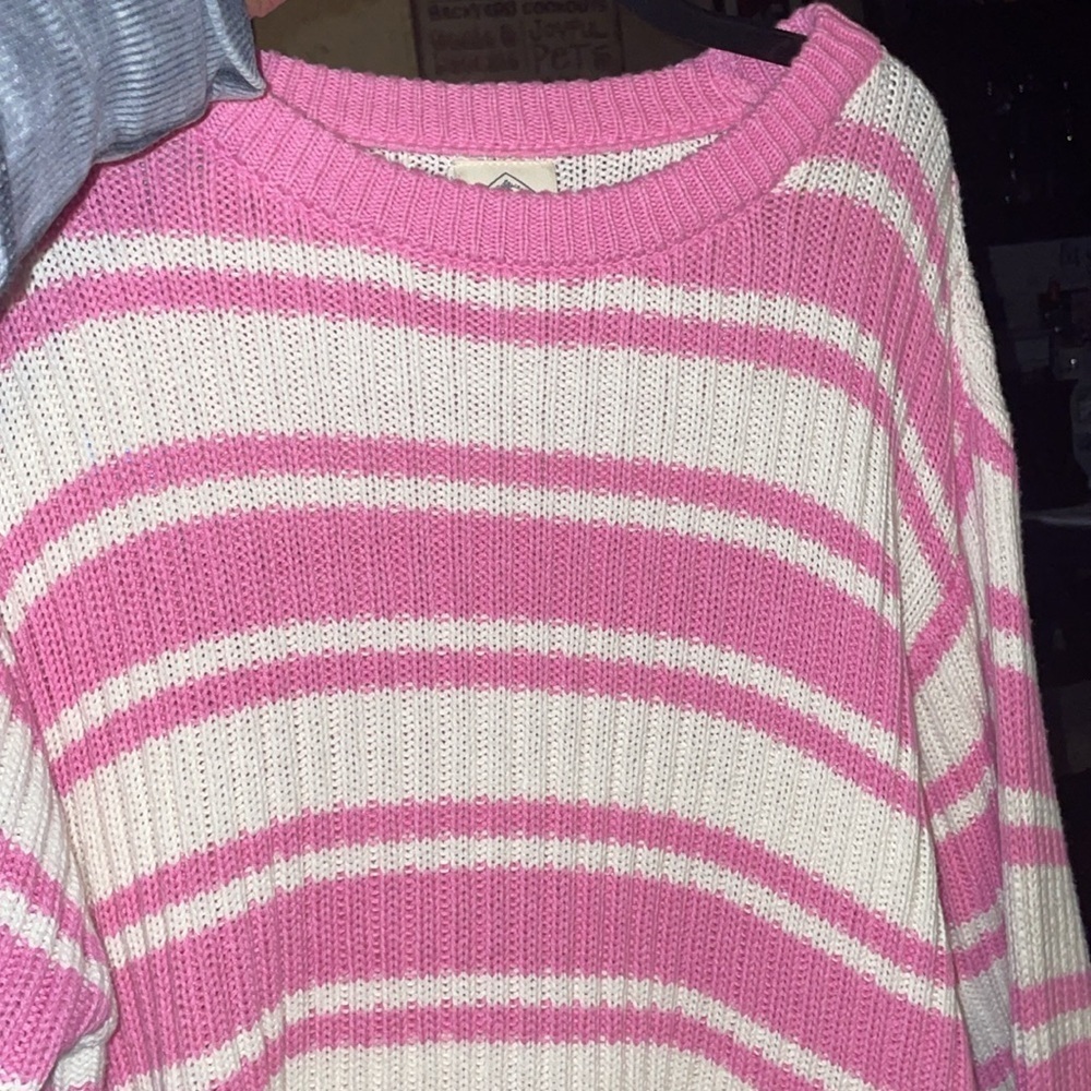 St. John's Bay Long Sleeve Pullover Pink Striped Sweater (Bust 46”Length 24”) - Picture 7 of 9